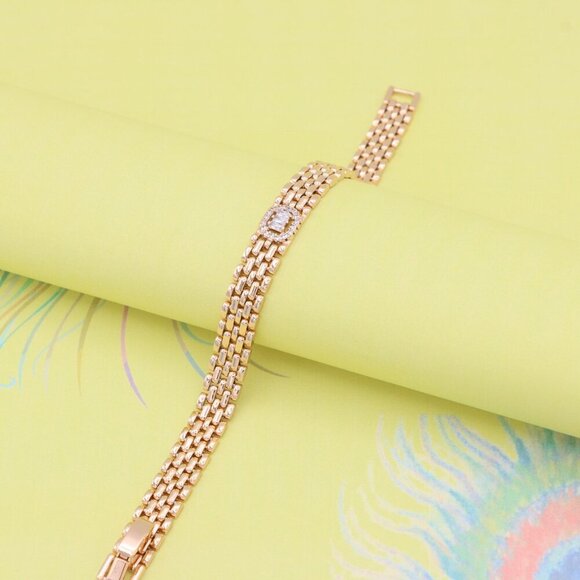 "Elegant Rose Gold Bracelet with Sparkling Central Crystal Accent, XPBL0935 - Picture 4 of 12